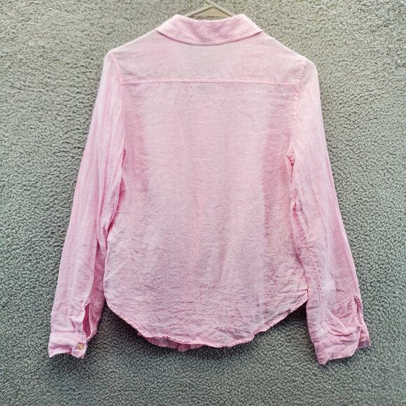 Lilly Pulitzer Linen Shirt Womens XXS Long Sleeve Button Up Pink Pockets - Picture 8 of 9